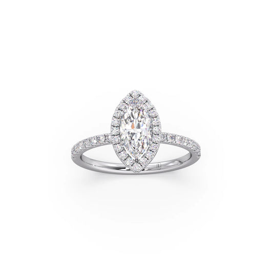 Marquise Cut Engagement Ring with Halo Setting