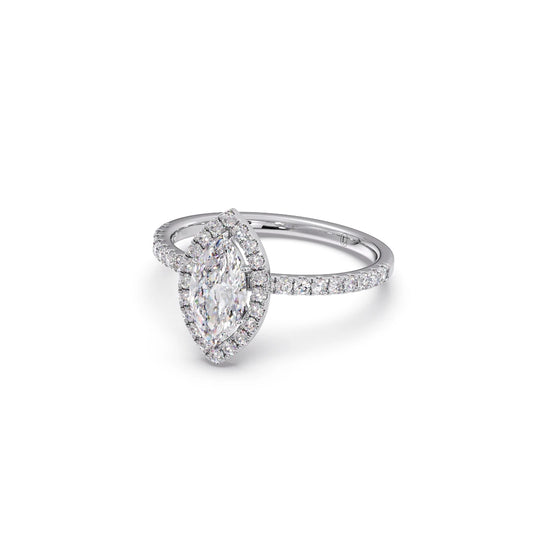 Marquise Cut Engagement Ring with Halo Setting