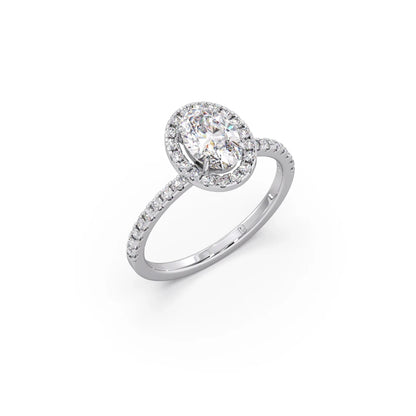 Oval Cut Engagement Ring with Halo Setting