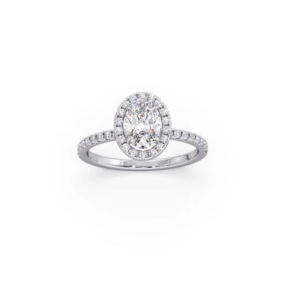Oval Cut Engagement Ring with Halo Setting