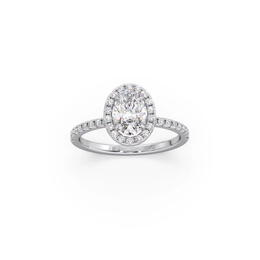 Oval Cut Engagement Ring with Halo Setting
