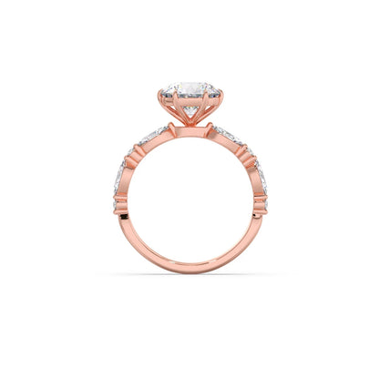 Round Cut with Side Diamonds Accent Engagement Ring