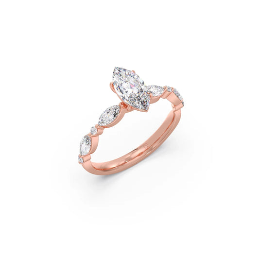 Marquise Cut with Side Diamonds Accent Engagement Ring