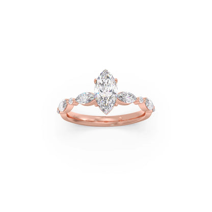 Marquise Cut with Side Diamonds Accent Engagement Ring