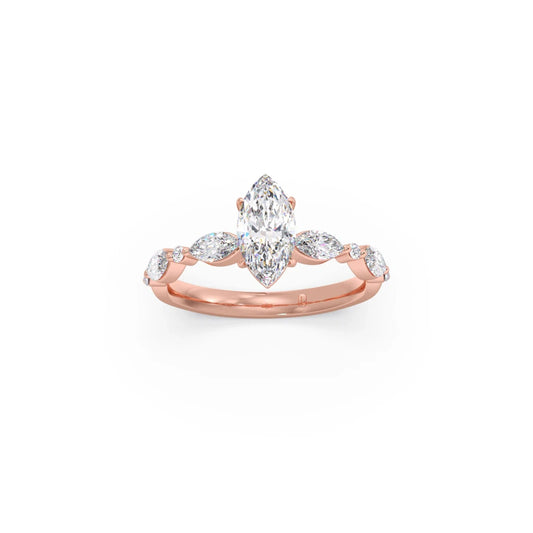 Marquise Cut with Side Diamonds Accent Engagement Ring