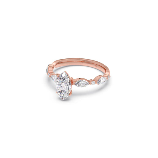 Marquise Cut with Side Diamonds Accent Engagement Ring