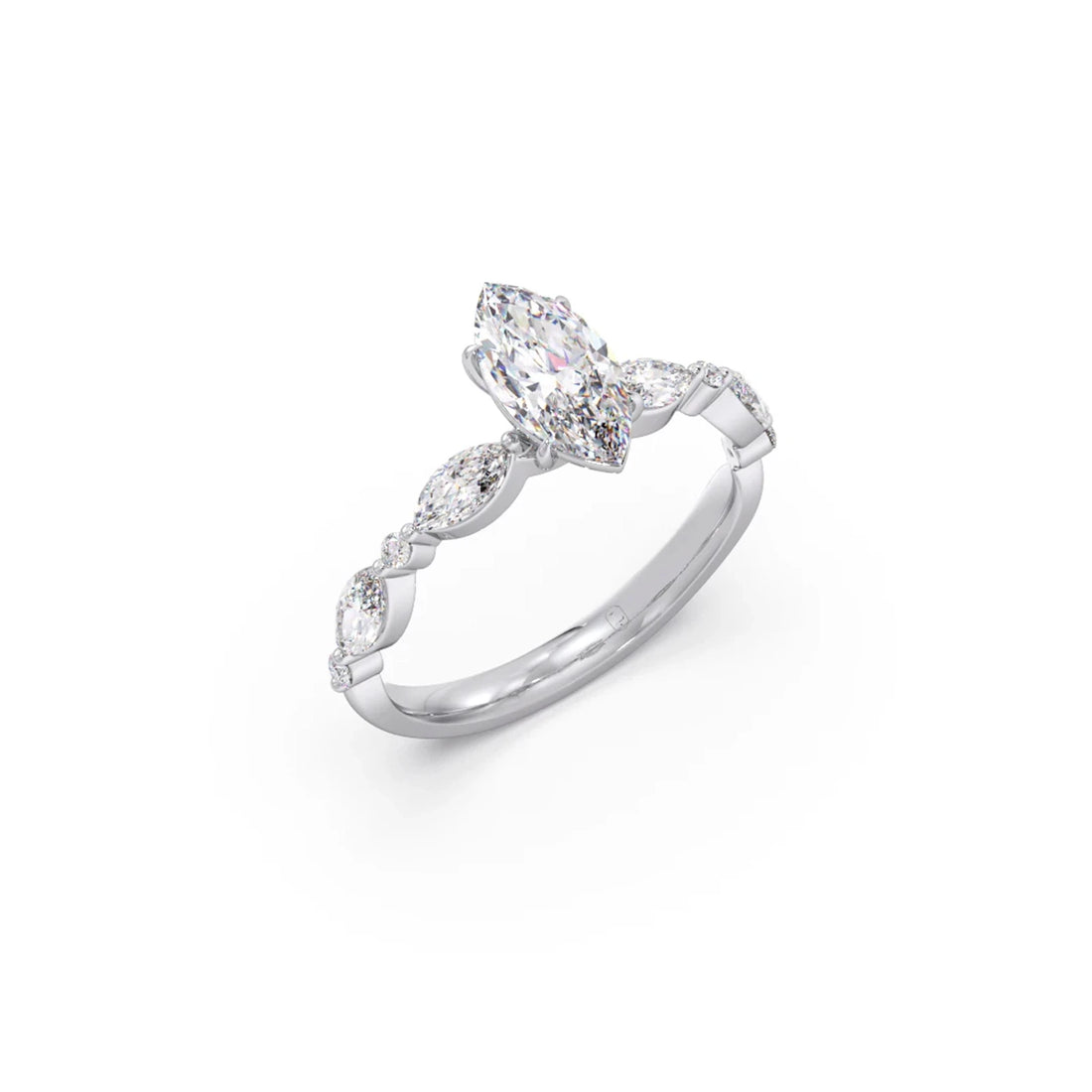 Marquise Cut with Side Diamonds Accent Engagement Ring