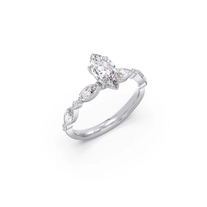 Marquise Cut with Side Diamonds Accent Engagement Ring