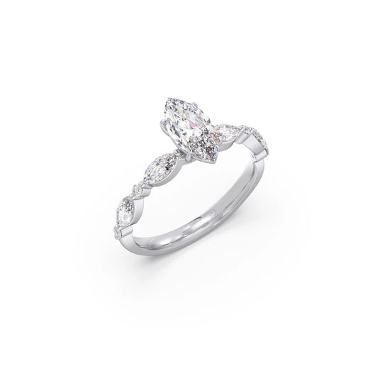 Marquise Cut with Side Diamonds Accent Engagement Ring