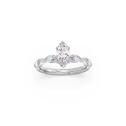 Marquise Cut with Side Diamonds Accent Engagement Ring