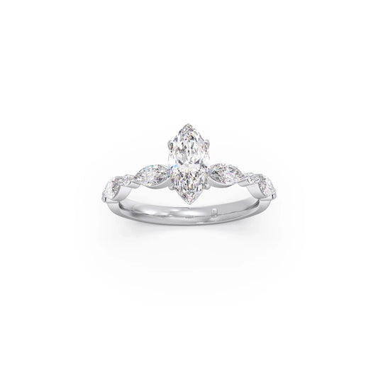 Marquise Cut with Side Diamonds Accent Engagement Ring