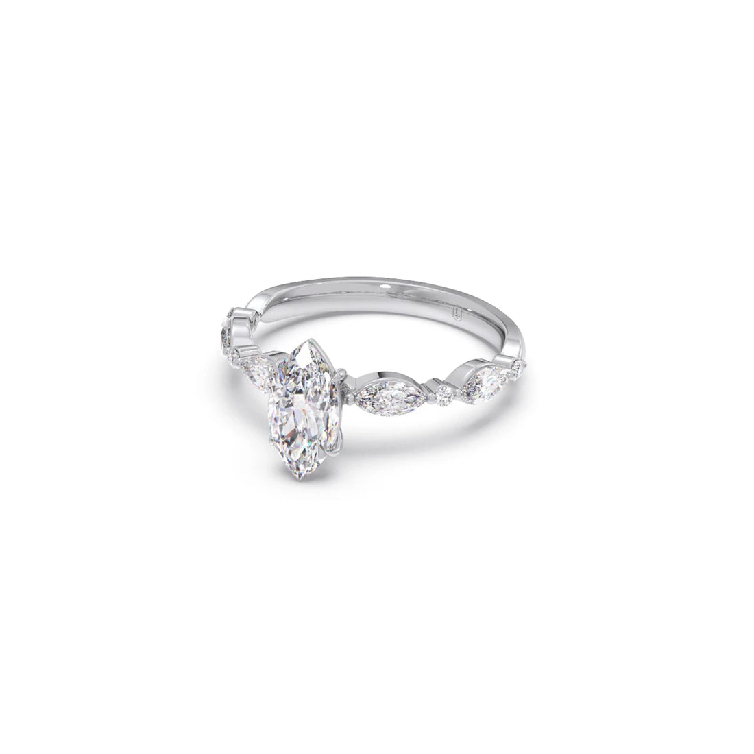 Marquise Cut with Side Diamonds Accent Engagement Ring