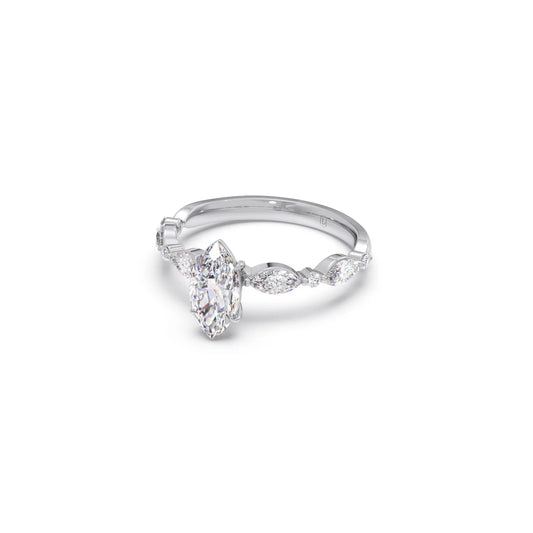 Marquise Cut with Side Diamonds Accent Engagement Ring