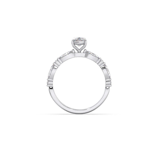 Marquise Cut with Side Diamonds Accent Engagement Ring