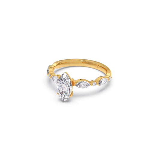 Marquise Cut with Side Diamonds Accent Engagement Ring