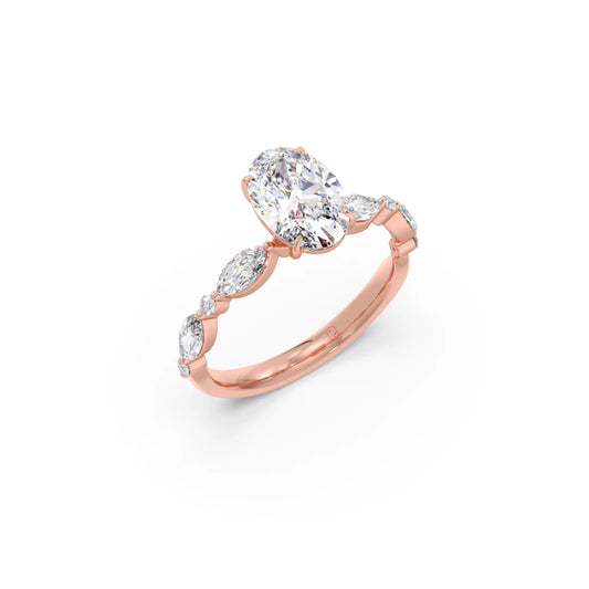 Oval Cut with Side Diamonds Accent Engagement Ring