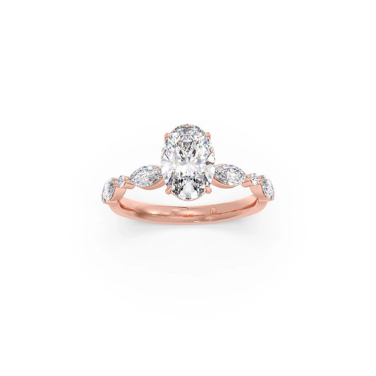 Oval Cut with Side Diamonds Accent Engagement Ring