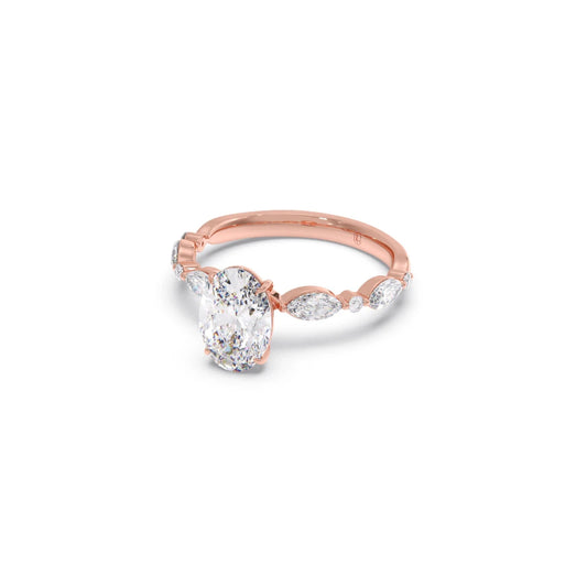 Oval Cut with Side Diamonds Accent Engagement Ring