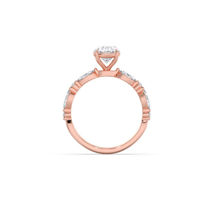 Oval Cut with Side Diamonds Accent Engagement Ring