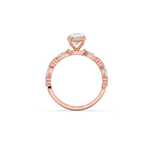 Oval Cut with Side Diamonds Accent Engagement Ring
