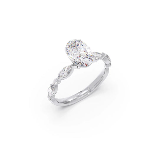 Oval Cut with Side Diamonds Accent Engagement Ring