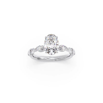 Oval Cut with Side Diamonds Accent Engagement Ring