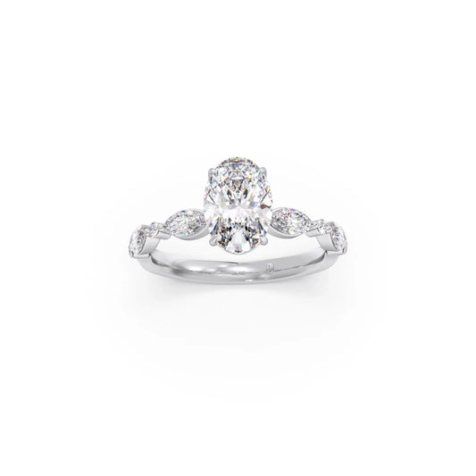 Oval Cut with Side Diamonds Accent Engagement Ring