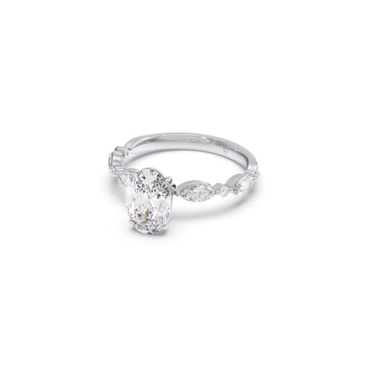 Oval Cut with Side Diamonds Accent Engagement Ring