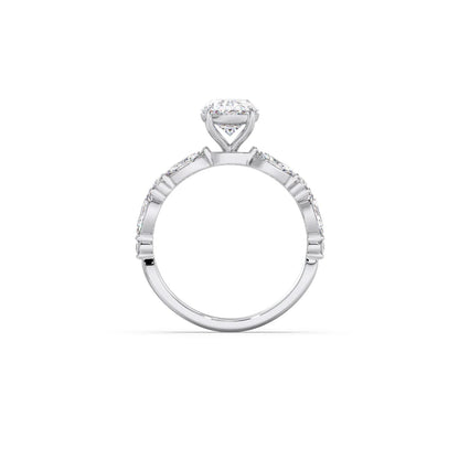 Oval Cut with Side Diamonds Accent Engagement Ring