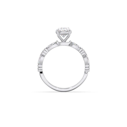 Oval Cut with Side Diamonds Accent Engagement Ring