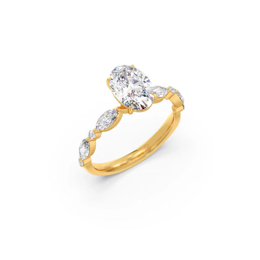 Oval Cut with Side Diamonds Accent Engagement Ring