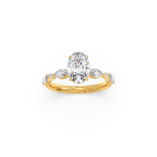 Oval Cut with Side Diamonds Accent Engagement Ring