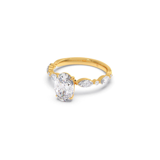 Oval Cut with Side Diamonds Accent Engagement Ring