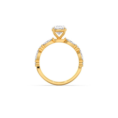 Oval Cut with Side Diamonds Accent Engagement Ring