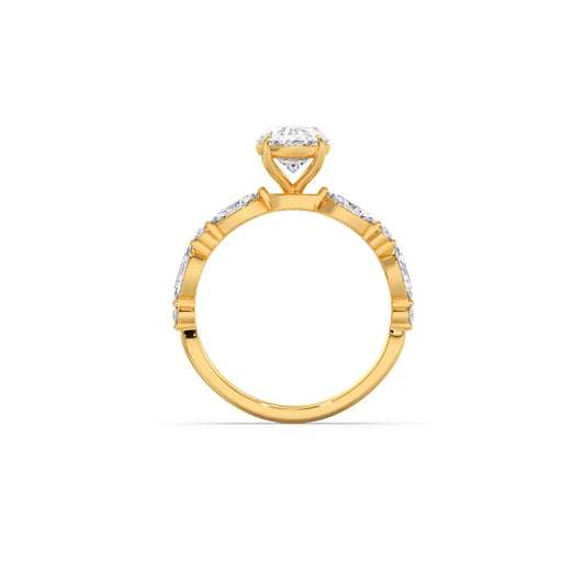 Oval Cut with Side Diamonds Accent Engagement Ring