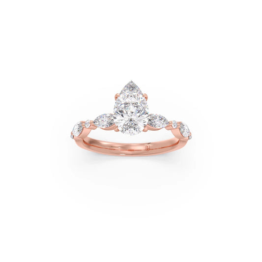 Pear Cut with Side Diamonds Accent Engagement Ring