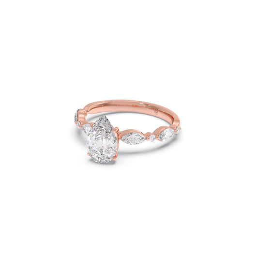 Pear Cut with Side Diamonds Accent Engagement Ring