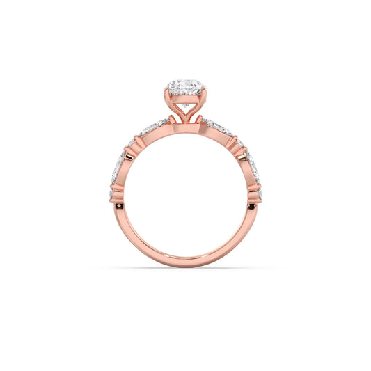 Pear Cut with Side Diamonds Accent Engagement Ring