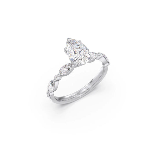 Pear Cut with Side Diamonds Accent Engagement Ring