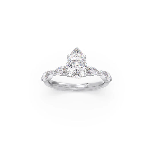 Pear Cut with Side Diamonds Accent Engagement Ring