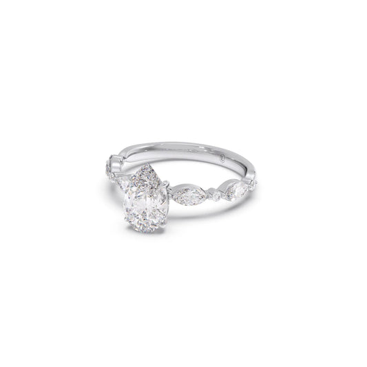 Pear Cut with Side Diamonds Accent Engagement Ring