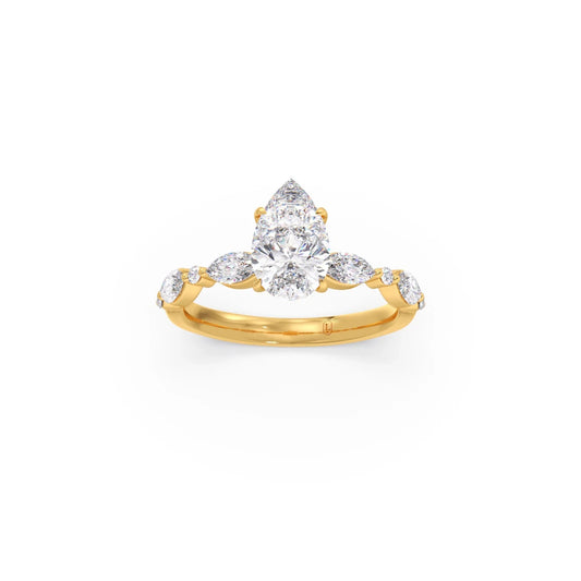 Pear Cut with Side Diamonds Accent Engagement Ring