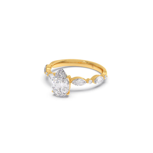 Pear Cut with Side Diamonds Accent Engagement Ring