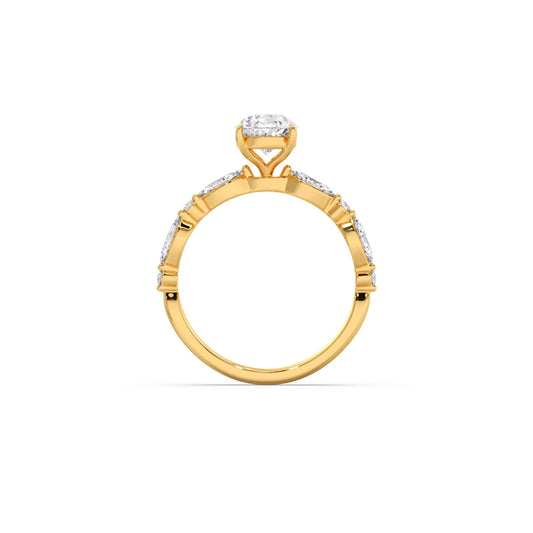 Pear Cut with Side Diamonds Accent Engagement Ring