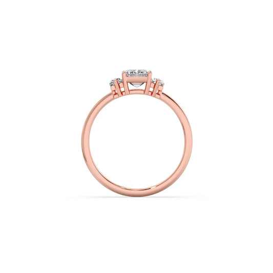 Emerald Cut with Side Baguette Three Stone Engagement Ring