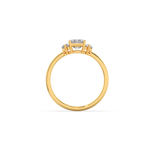 Emerald Cut with Side Baguette Three Stone Engagement Ring