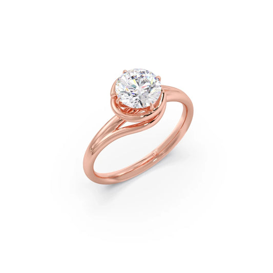 1.30 Cts Solitaire Round Cut Spiral Setting Ring