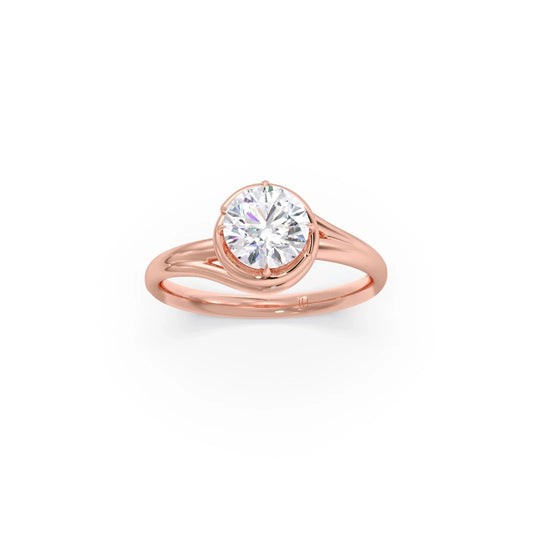 1.30 Cts Solitaire Round Cut Spiral Setting Ring