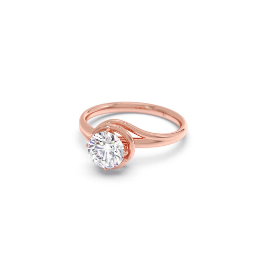 1.30 Cts Solitaire Round Cut Spiral Setting Ring