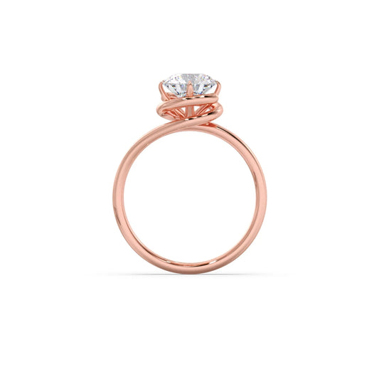 1.30 Cts Solitaire Round Cut Spiral Setting Ring